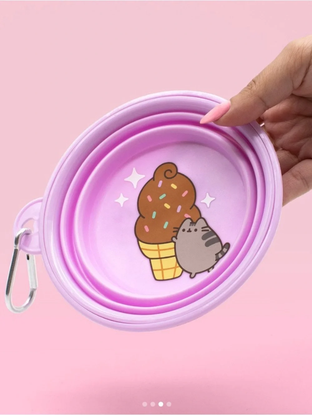 Pusheen Purple Collapsible Cat Bowl with Ice Cream Design